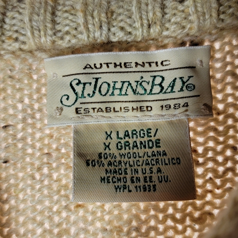 St John's Bay Men's Wool Blend Blue Snowflake Pullover Sweater X LARGE